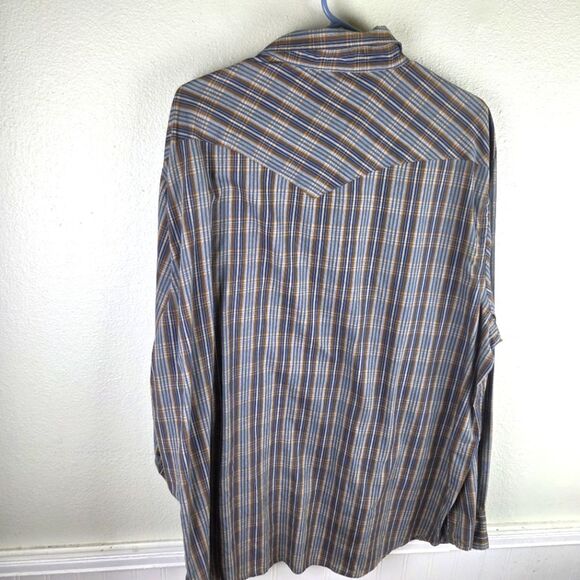 Men's Pendleton Brown Blue Snap Button Casual Plaid Frontier Shirt Size XXL - Picture 2 of 8